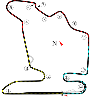 Map of the Hungaroring F1 circuit located 20km outside of Budapest.