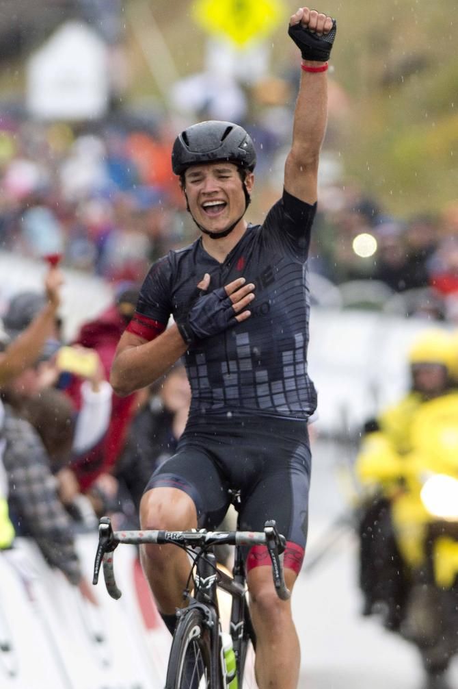 Robin Carpenter (Hincapie) celebrates his solo win