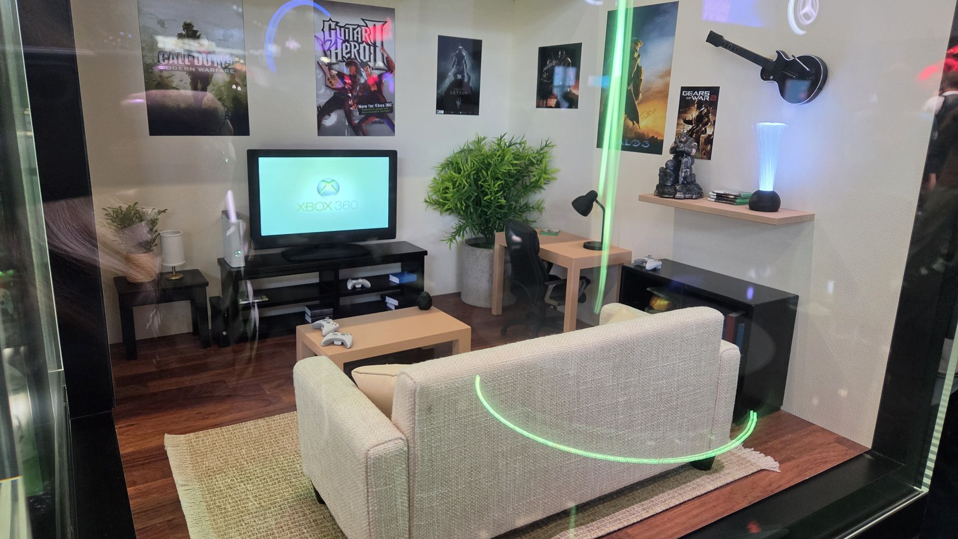 Miniature IKEA furniture and Xbox console
