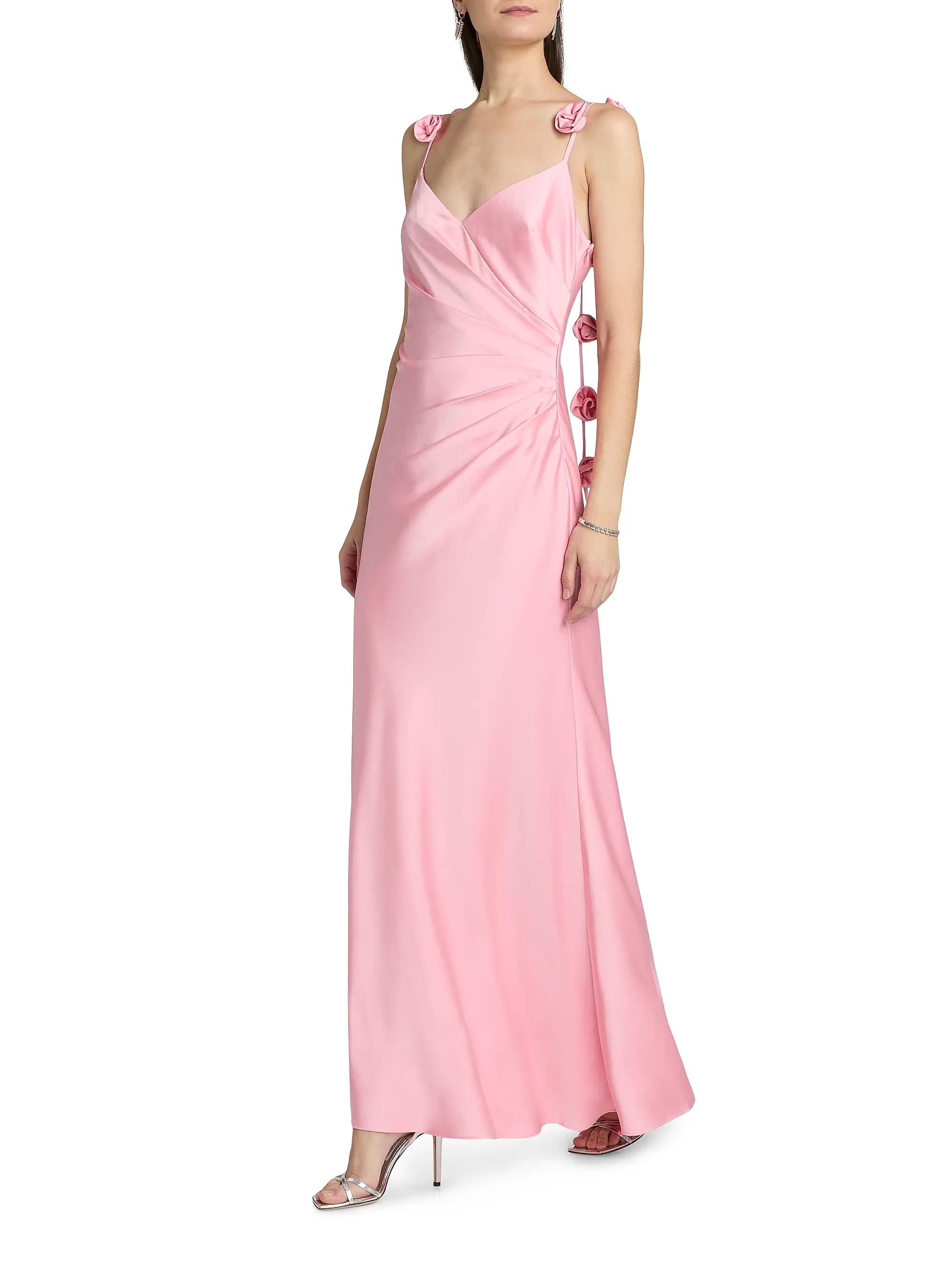 Satin V-Neck Draped Gown