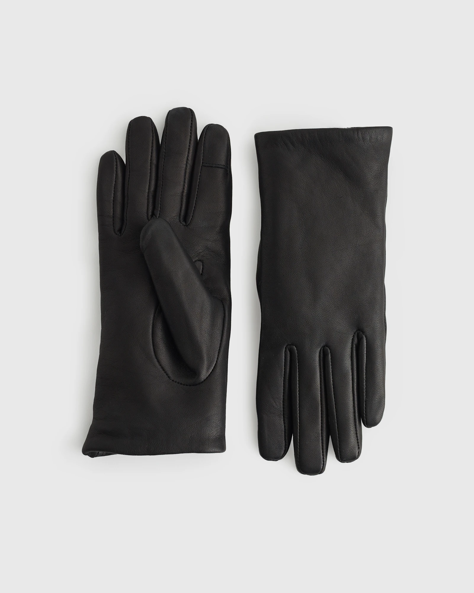 Women's Cashmere Lined Leather Gloves in Black, Size S