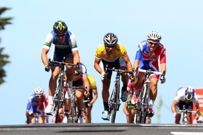 Leigh Howard (Orica-GreenEDGE) beat Caleb Ewan (BikeBug) to the line in the bunch sprint