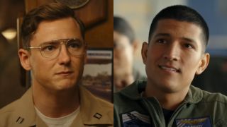 From left to right: Lewis Pullman as Bob and Danny Ramirez as Fanboy in Top Gun: Maverick.