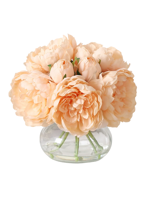 Real Touch Artificial Peonies in Glass Vase