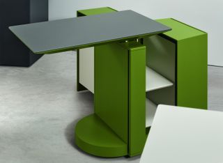 Studio Klass workstation for Molteni & C, a multifunctional and compact desk with shelves and drawers embedded in the design