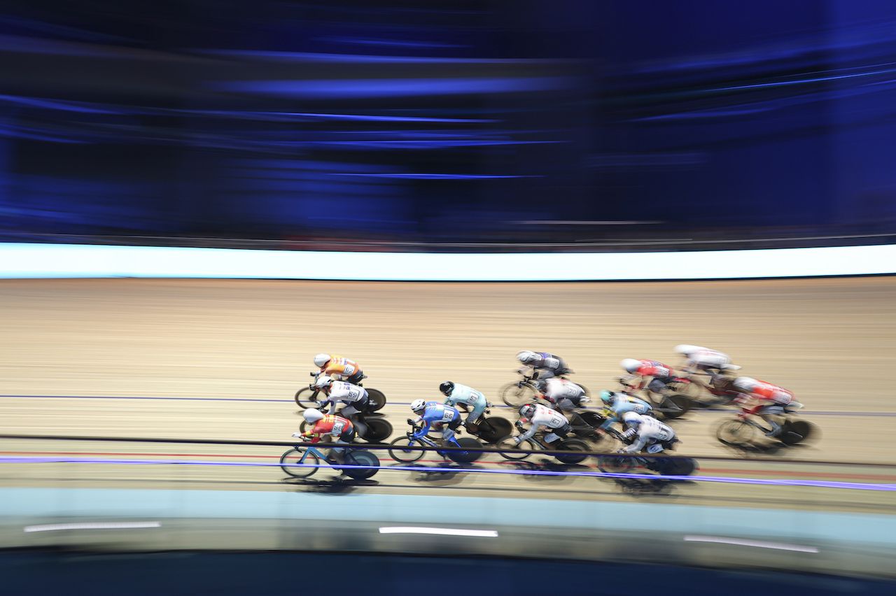 Men's Elimination race for round 2 of UCI Track Champions League