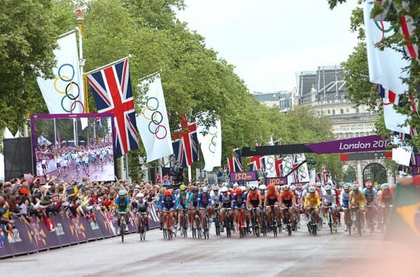 The start of the Olympic women's road race