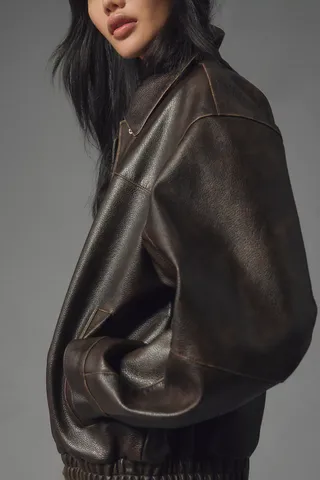 Pilcro, Oversized Washed Faux Leather Jacket