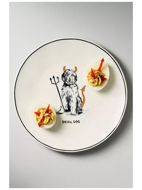 Molly Hatch Stoneware Halloween Dog Dessert Plate