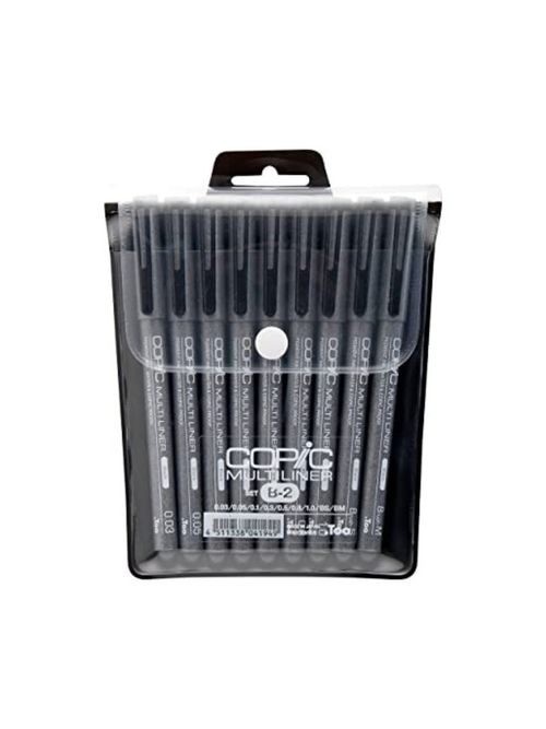 Copic Markers 9-Piece Multiliner Inking Pen Set B-2, Black (mlb2)
