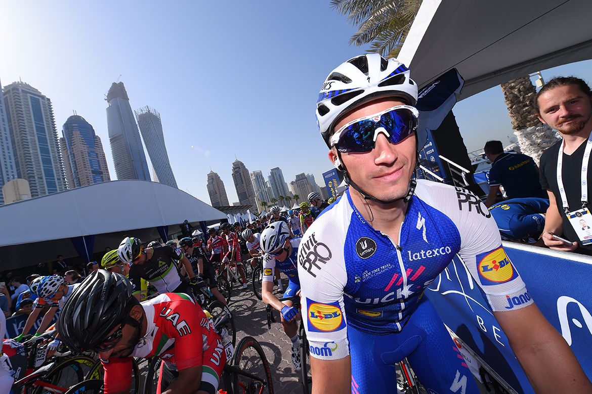 Julian Alaphilippe waits for the start