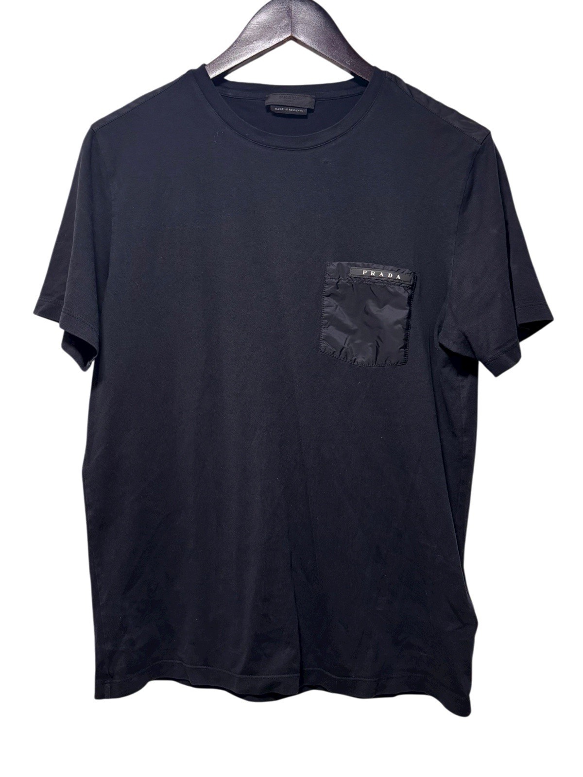 Prada Nylon Chest Pocket Logo T Shirt Men&amp;rsquo;s Size Medium Made in Romania