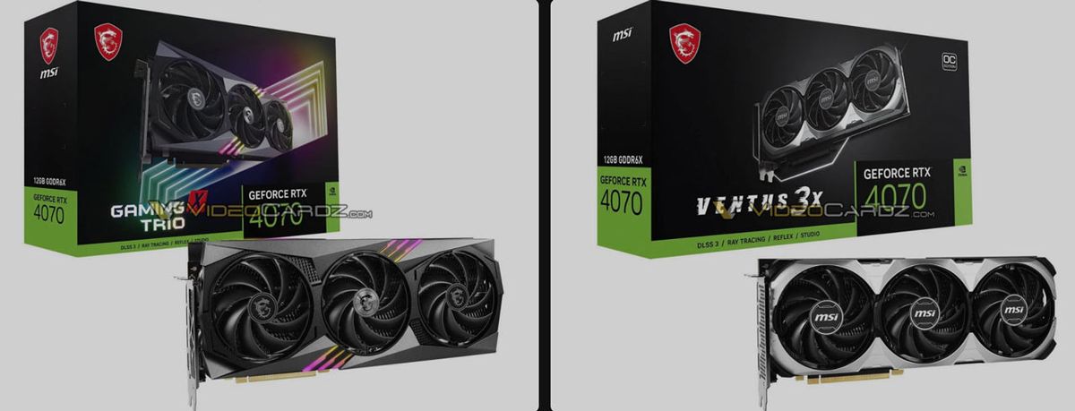 MSI RTX 4070 Gaming X Trio and Ventus 3X OC Pose for Photos