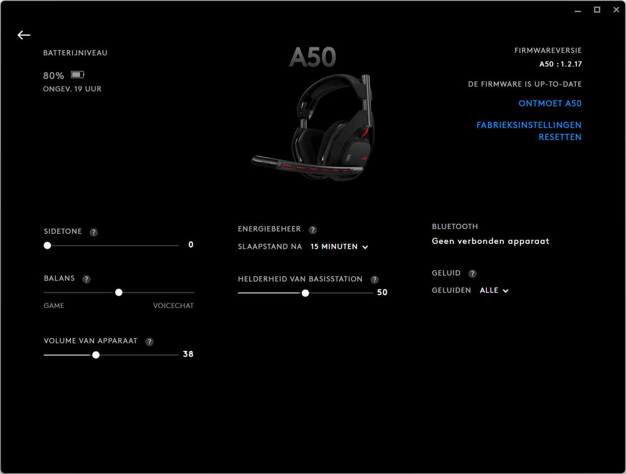 Astro A50 (Gen 5) in de Logitech G HUB