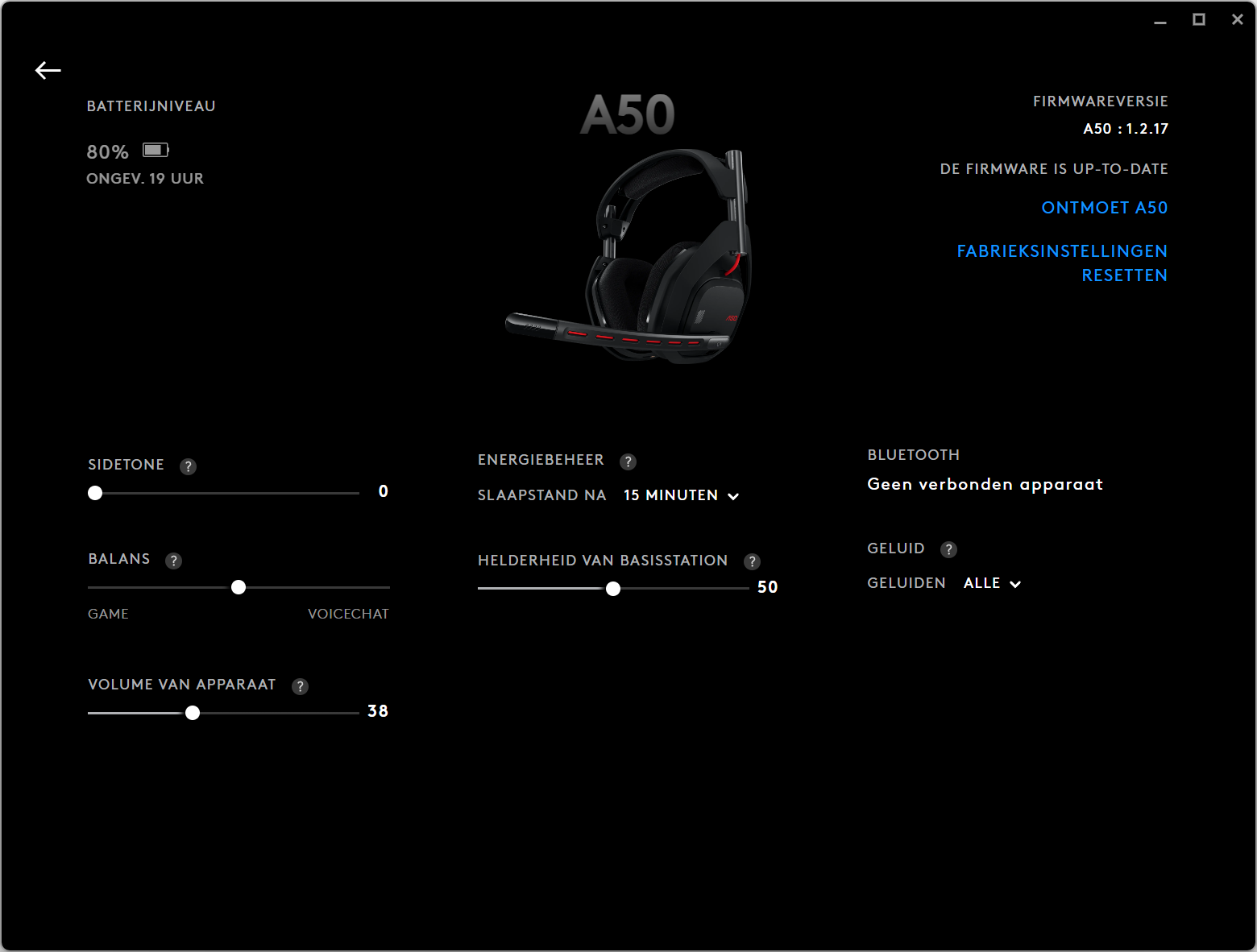 Astro A50 (Gen 5) in de Logitech G HUB