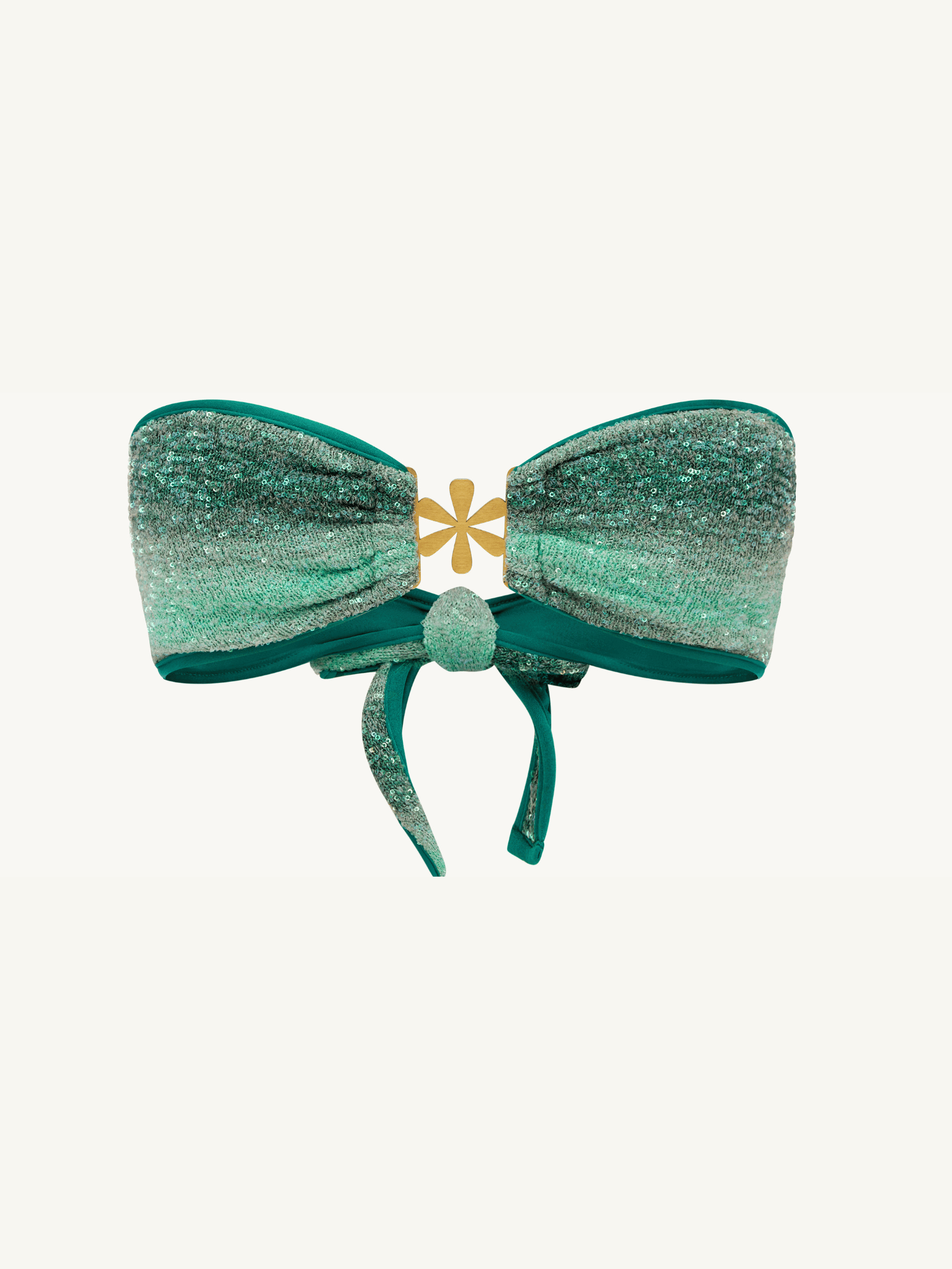 Mia Knitted Bikini Top - Palm Green Sequin / Xs