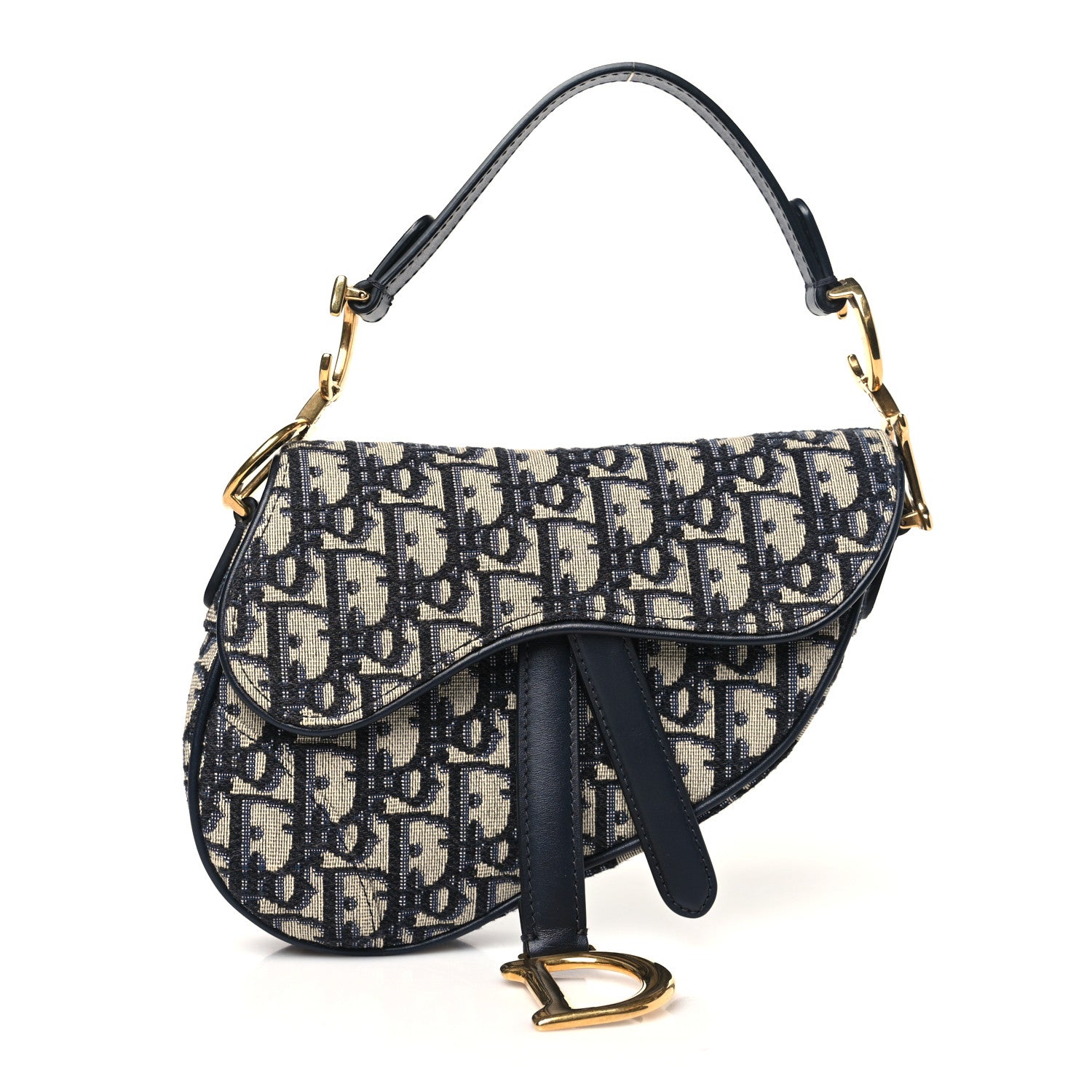 Christian Dior Oblique Mini Saddle Bag Blue