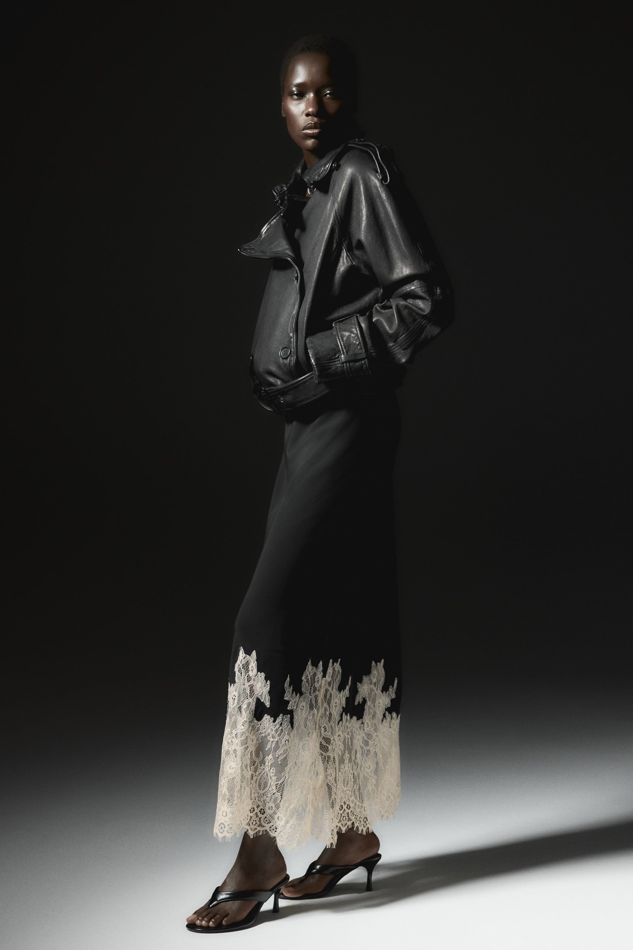 Lace-Trimmed Skirt - Black