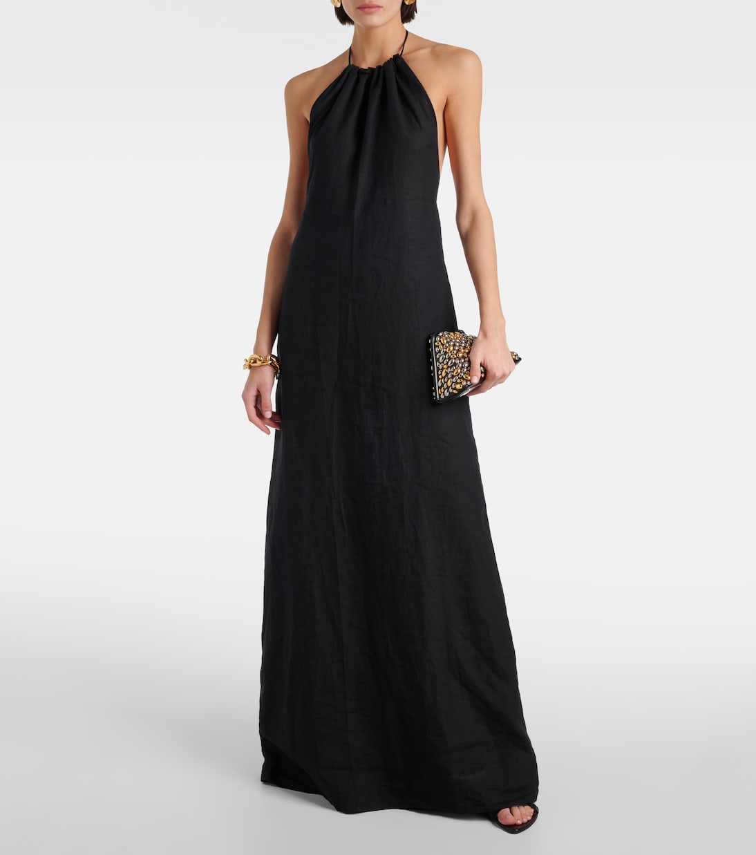 Lelia Halterneck Linen Maxi Dress
