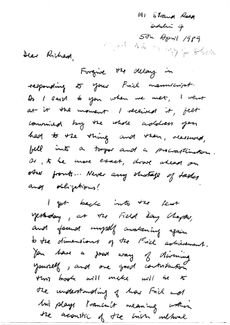 An extract from a handwritten letter from Seamus Heaney to Richard Pine © Alamy Stock Photo