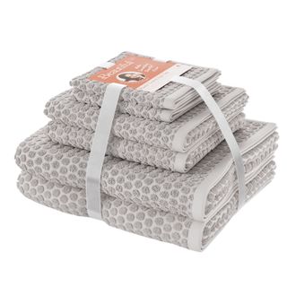 Beautiful Dot Textured 6pk Towel Set, 2 Bath, 2 Hand, 2 Wash - Porcini Taupe by Drew Barrymore