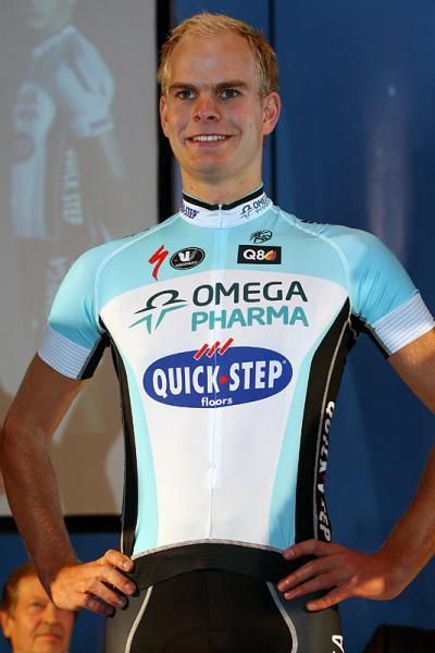The 2012 kit for the Omega Pharma-Quick Step Cycling Team.