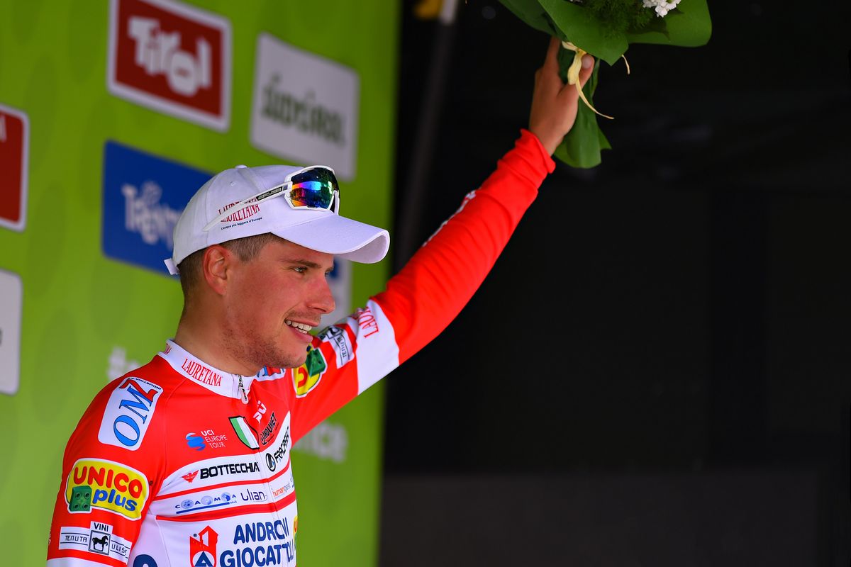 Fausto Masnada on the podium