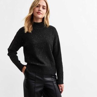 Black Sequin Embellished Knitted Jumper