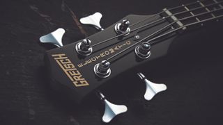 Closeup of the headstock of the Gretsch G2220 Electromatic