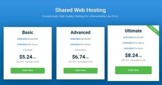 Hostwinds' webpage showing shared web hosting price plans