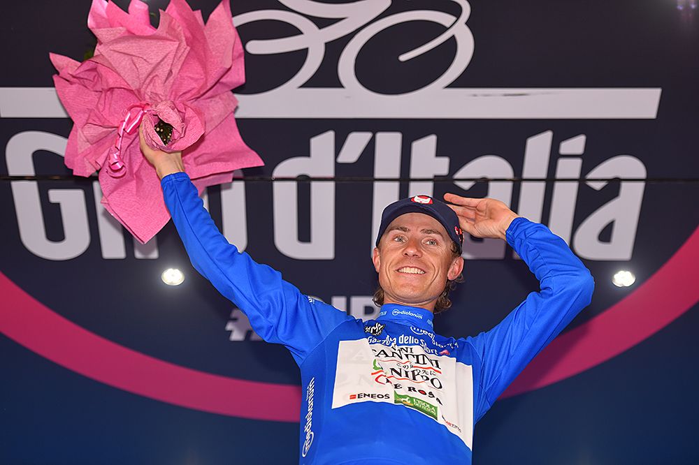 Damiano Cunego (Nippo Vini Fantini) in the KOM jersey
