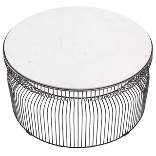 Crate & Barrel Spoke Marble Graphite Metal Coffee Table