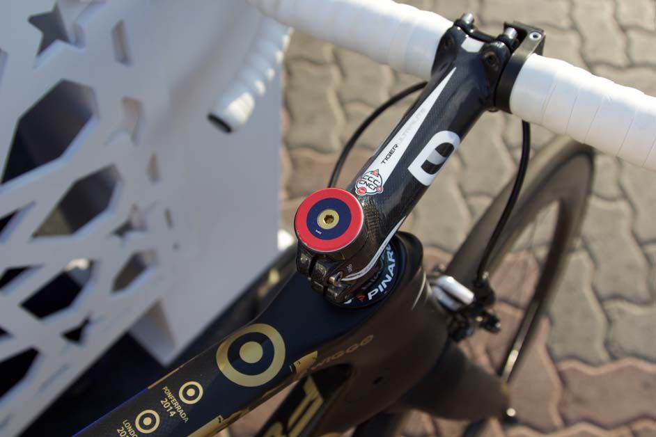 Bradley Wiggins' target logo on the top of the headset