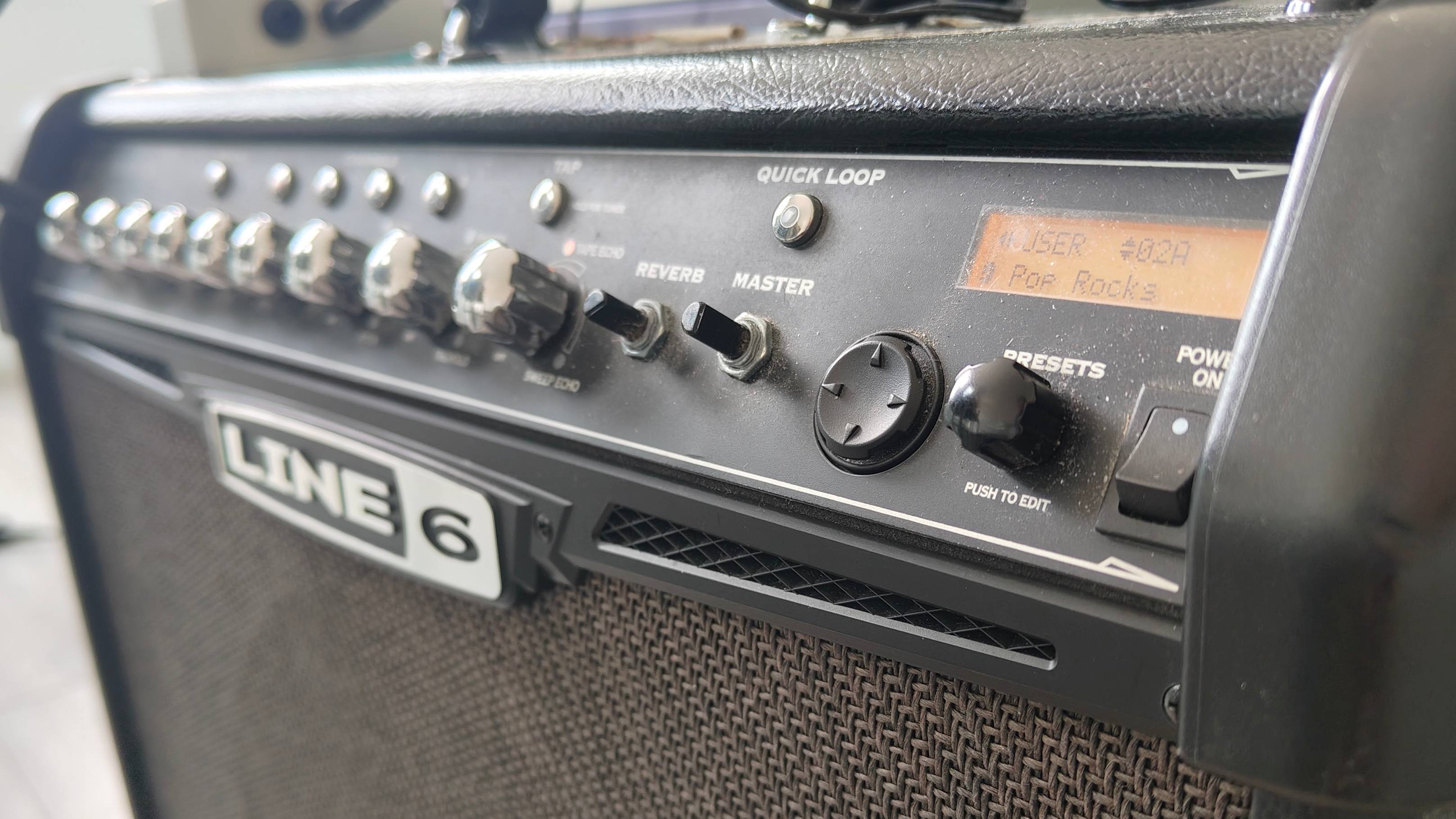 The Line 6 Spider IV amp's dials.