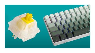 Keyboard switch and seaweed keycaps prime day deal on blue background