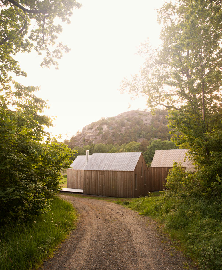 An exterior view of cabin huts
