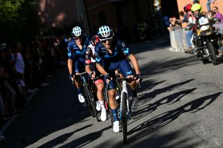 SAN LUCA ITALY OCTOBER 01 Alejandro Valverde Belmonte of Spain and Movistar Team attacks during the 105th Giro dellEmilia 2022 a 1987km one day race from Carpi to San Luca 267m on October 01 2022 in San Luca Italy Photo by Dario BelingheriGetty Images