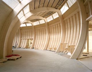 the Wooden bagel-shaped structure.