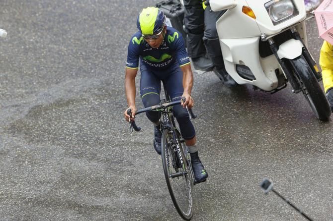 Nairo Quintana (Movistar) heads for the win on stage 16 of the Giro d'Italia