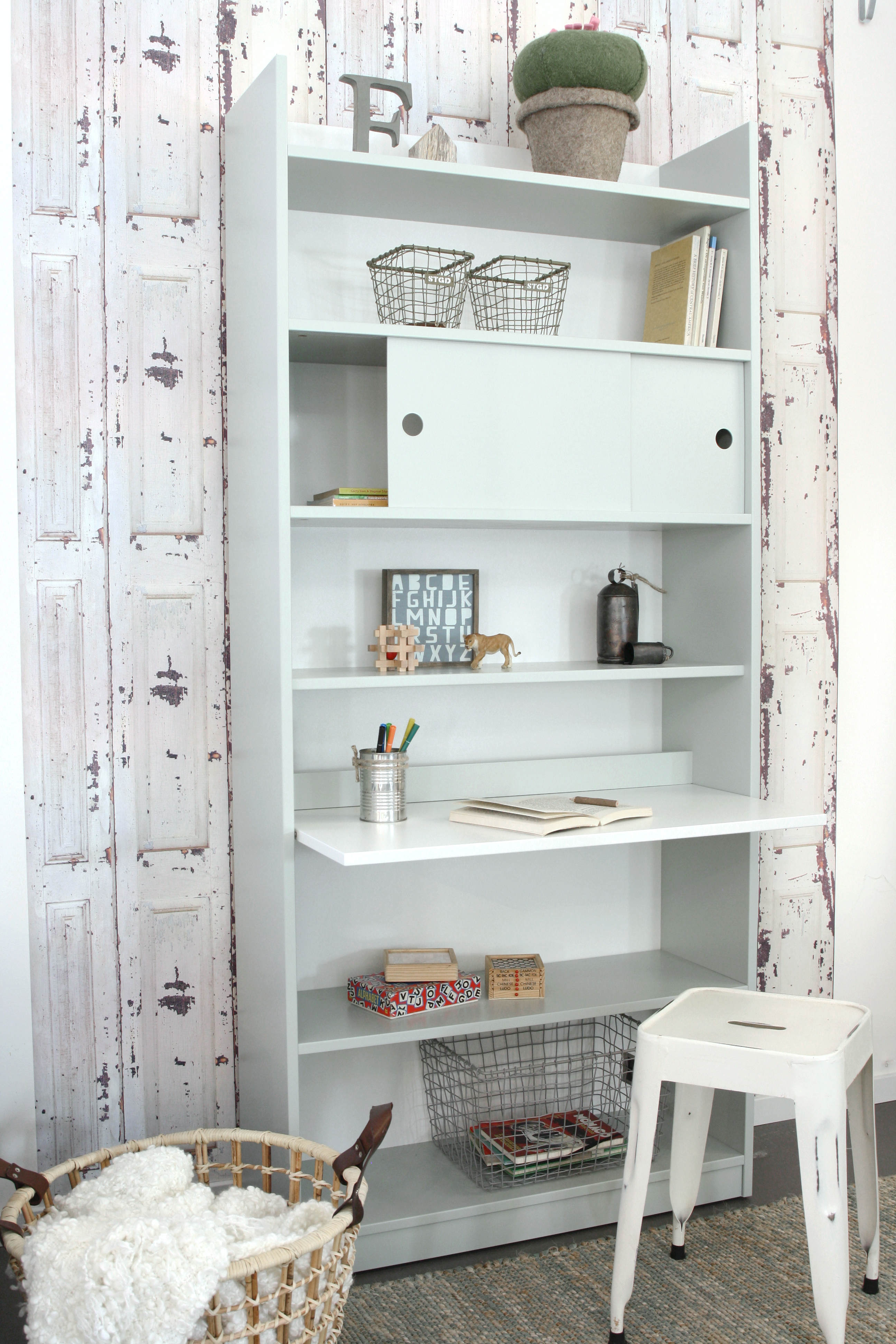 Morris bookcase with foldaway desk