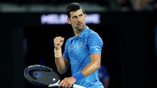 Novak Djokovic of Serbia competes at the 2023 Australian Open