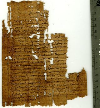 Researchers have deciphered a contract, pictured here, that was written in A.D. 267 between the guarantors of two wrestlers named Nicantinous and Demetrius. In it the father of Nicantinous pledges to pay Demetrius 3,800 drachma if he allows Nicantinous to beat him in a wrestling match held at Antinopolis, in Egypt.