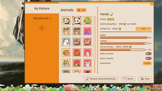 Screenshots of animals being cared for in desktop idle game Tiny Pasture