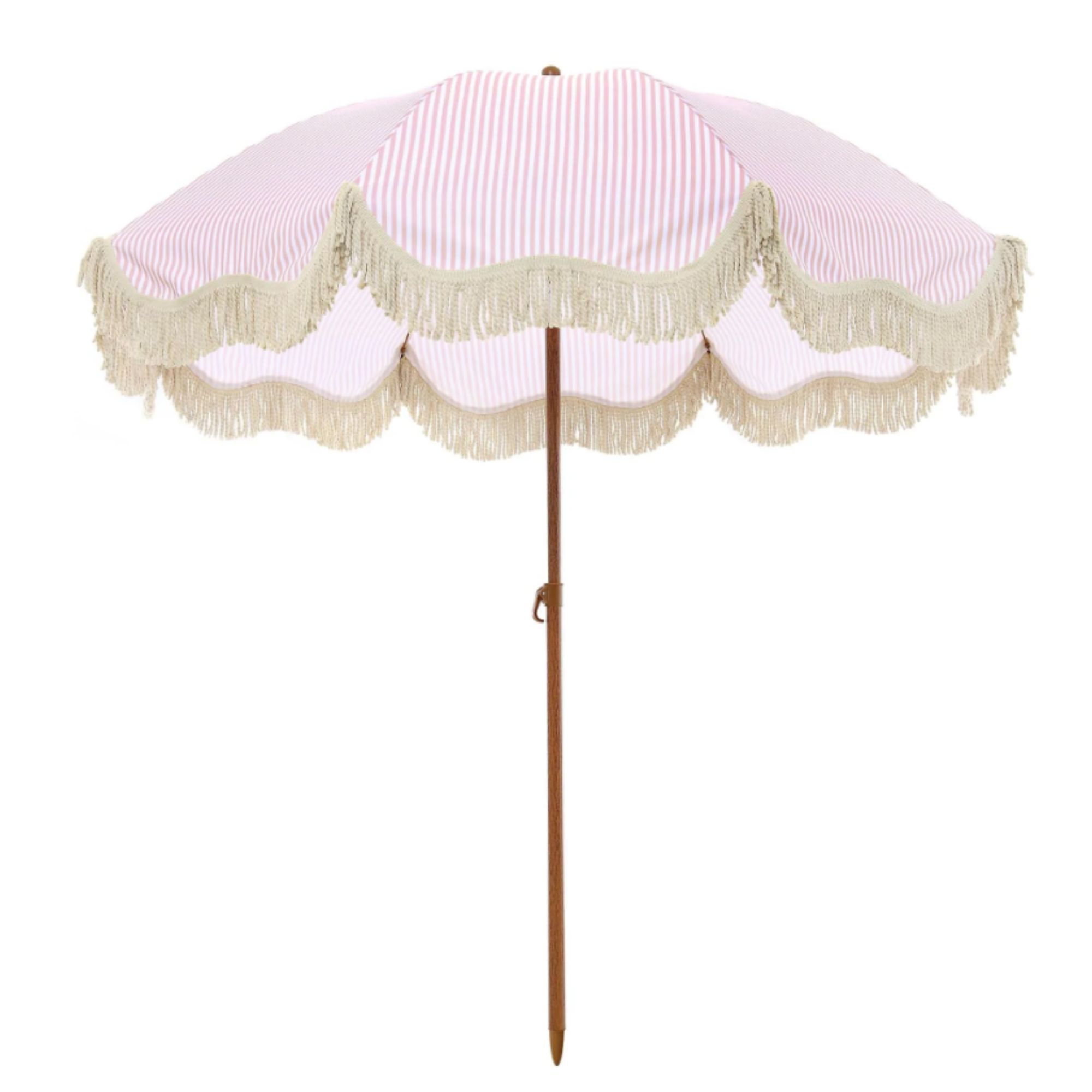 Pink and white striped parasol