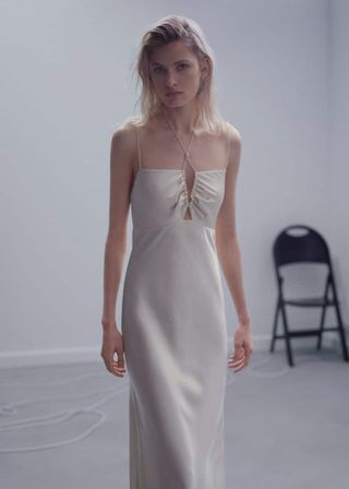 Satin Dress with Crossed Straps