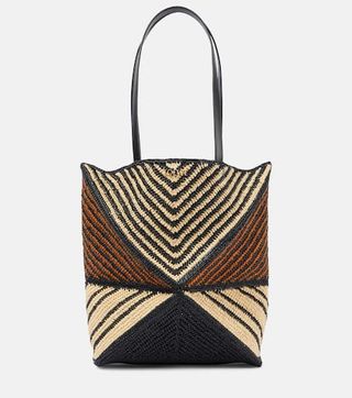 Paulas Ibiza Puzzle Fold Medium Raffia Tote Bag