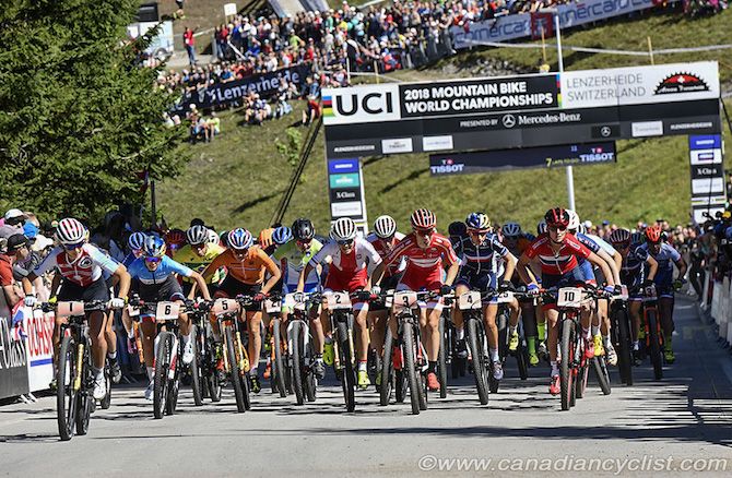 Jolanda Neff (Switzerland) jumps to the front at the start