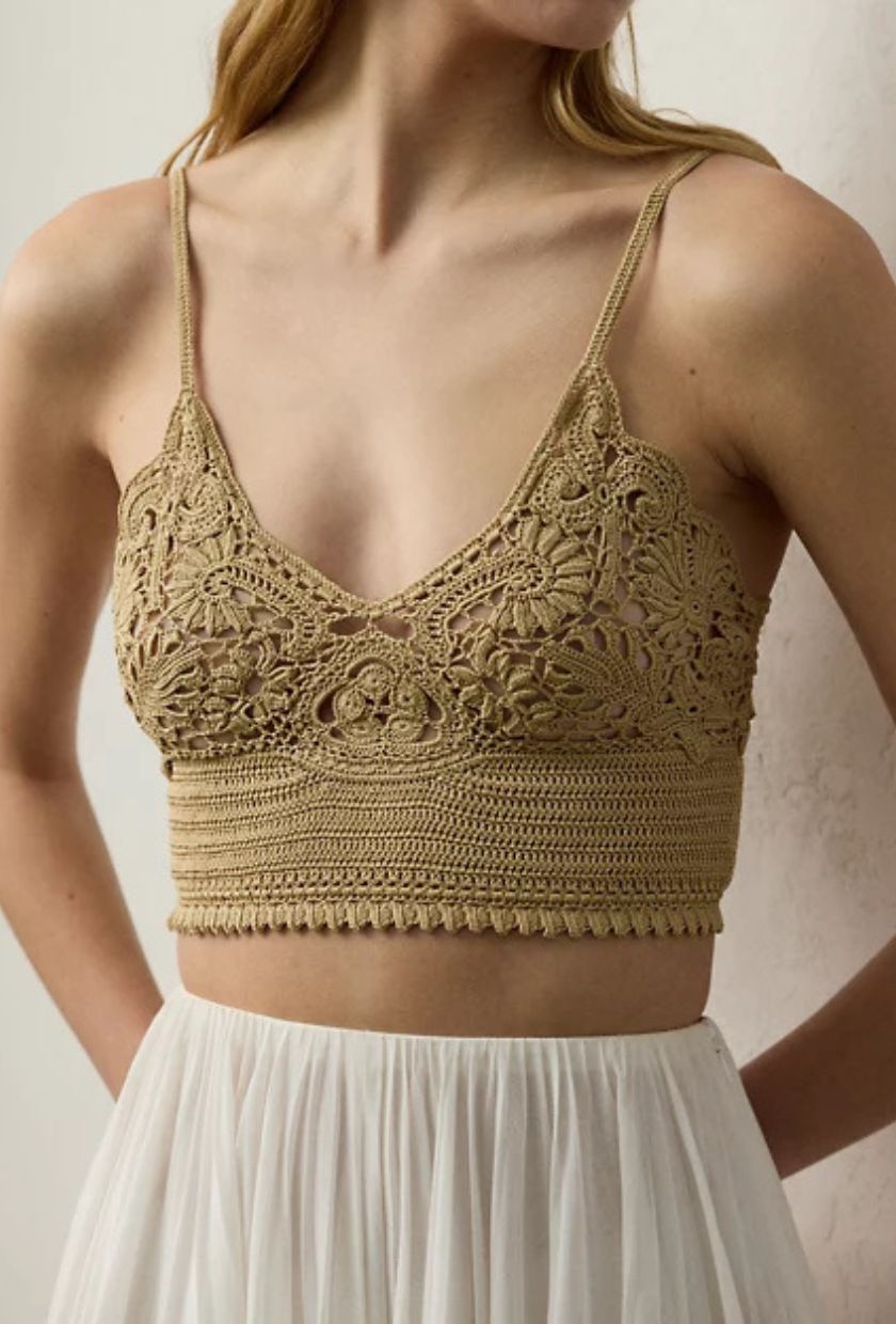 Ralph Lauren Collection, Hand Crocheted Floral Silk Bralette