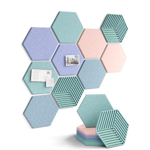 Fluxynara 10-Pack Hexagon Cork Board Alternative Wall Decor, Coastal Haze