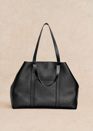 Bolso Gabin Maxi - Negro Liso - Piel Bovina - Sézane